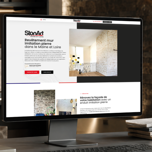 page d'accueil site web STONART